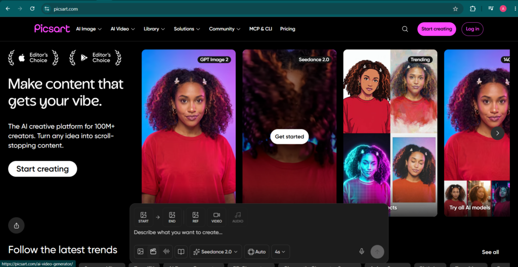 6. Picsart – Un outil de cartoonisation IA polyvalent pour créer des visuels en quelques secondes