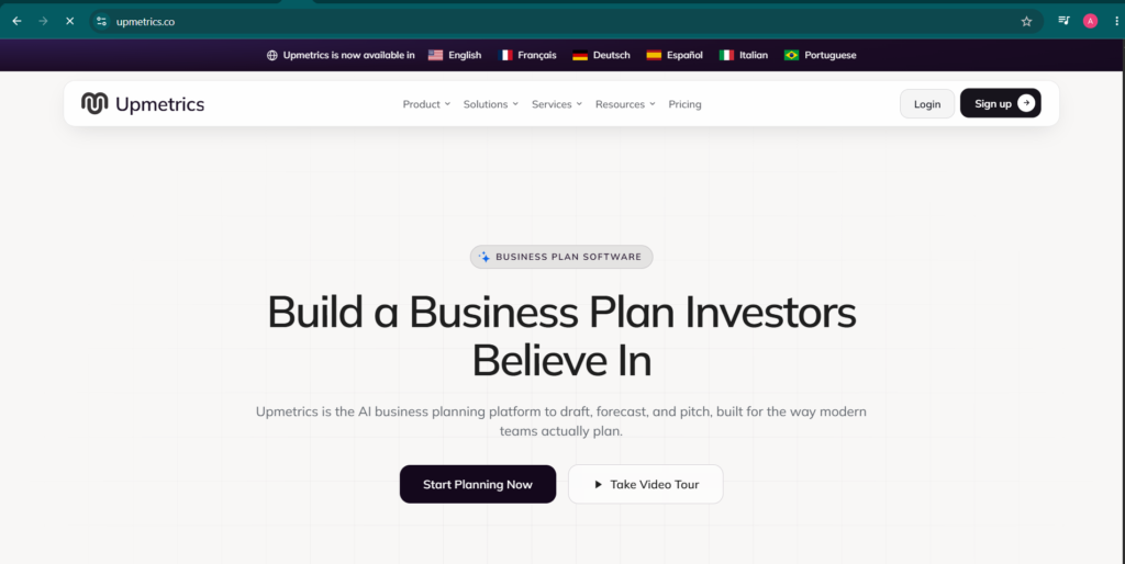 Upmetrics AI outil pour créer un business plan professionnel