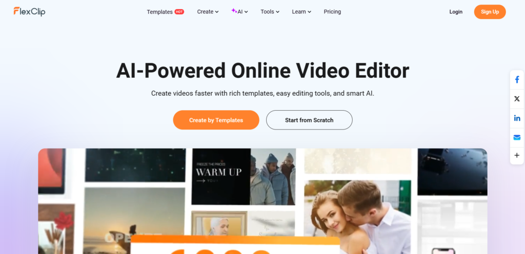 7. FlexClip – Un outil de cartoonisation IA simple pour créer des images et des vidéos